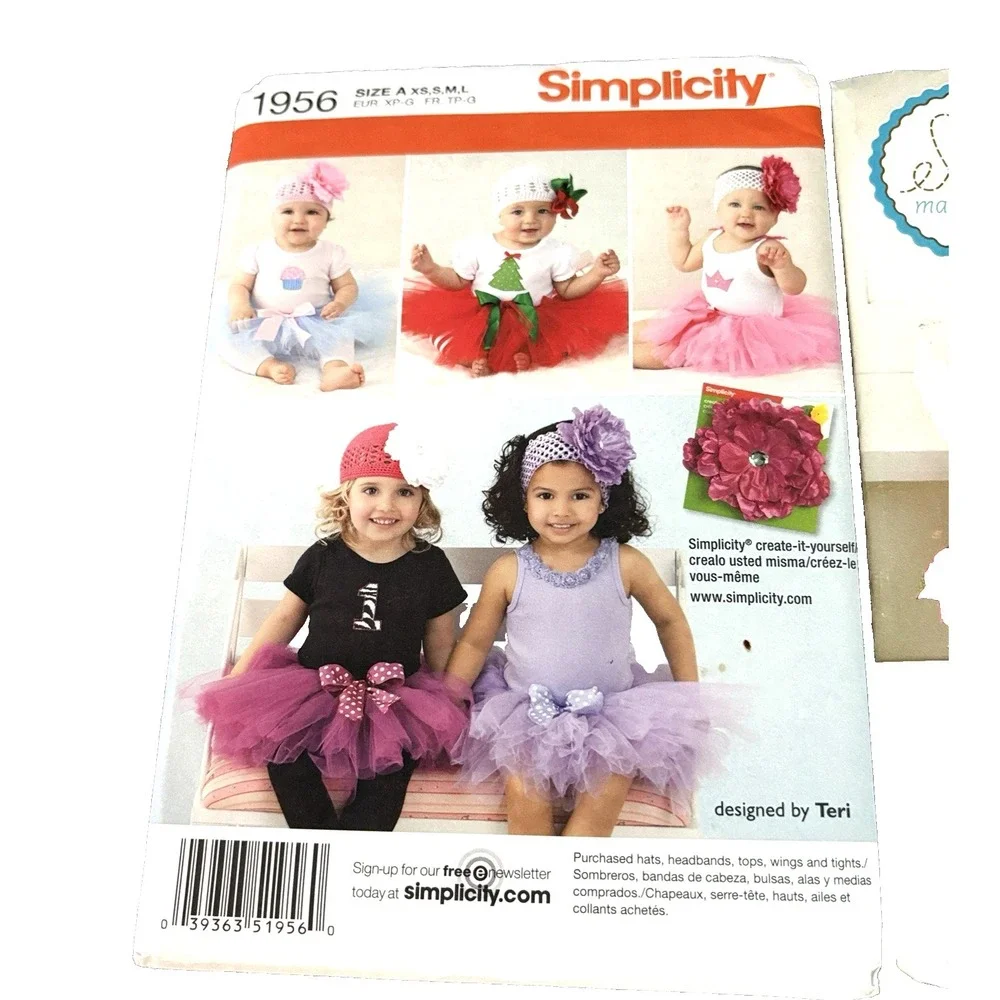 Simplicity #1956 & Elle #K102 baby tutu & appliques sewing patterns (both uncut)